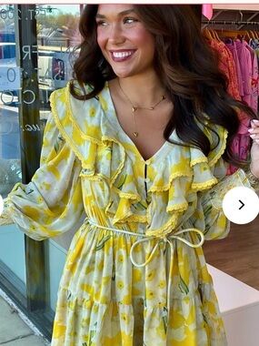 Yellow Floral Ruffle Tiered Dress